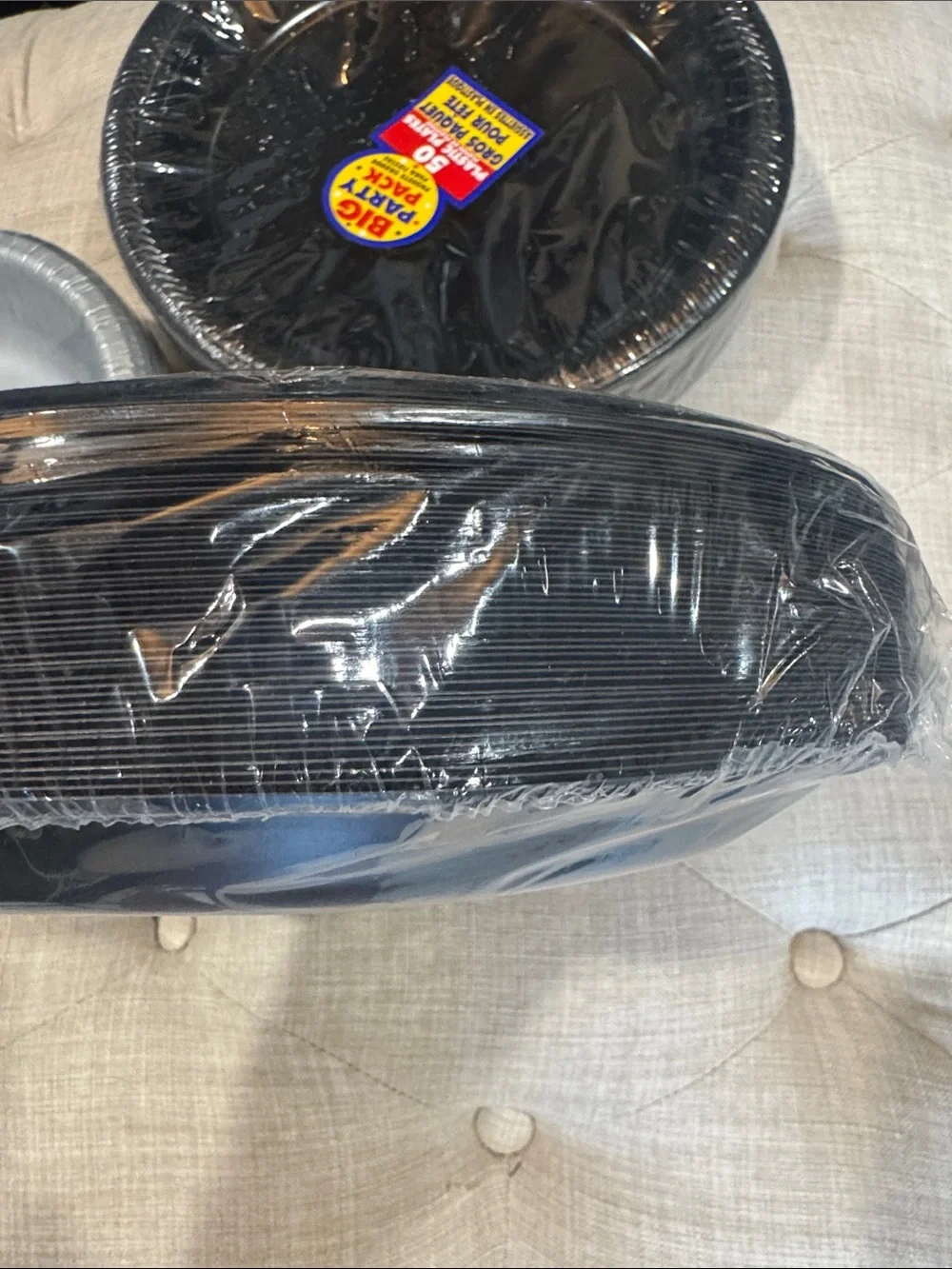 Black Flannel-Backed Vinyl Table Cover and Plate Bundle